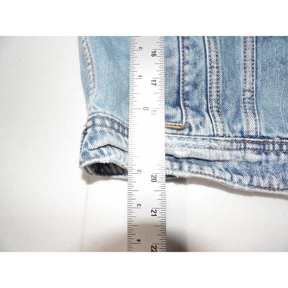 American Eagle Jean Jacket Womens Small Button Up Distressed Trucker 90s Y2K - Picture 9 of 11